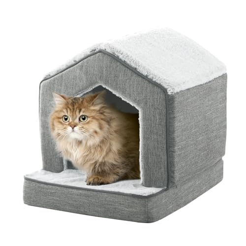 DEBANG HOME Orthopedic Cat House for Indoor Cats,Small Dogs,Super Soft Cat Bed Cave,Condos...