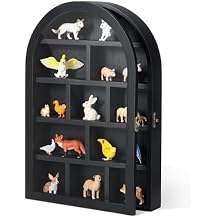 DoubleFill 10" x 15" Trinket Shelf Wooden Shadow Box Display Case with Shelves Acrylic Door Large Wall Mounted Display Shadow Box Mini Figures Curio Trinket Medals Crafts CollectionBlack