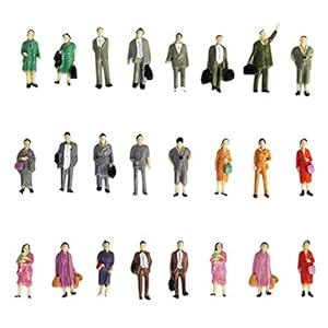 Mini Mensen Beeldje, Staande Pose Mini Geschilderd Model Mensen Figuren, Handgeschilderde Kleine Passagiers Standbeeld Zand Tafel Model DIY Desktop Ornament voor Miniatuur Scènes 24 STKS