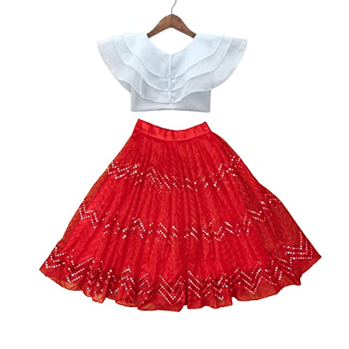 Image of E-SQARE Kids Girls Georgette Silk Digital Printed Ethnic wear Lehenga Set