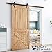 SMARTSTANDARD 6.6FT Heavy Duty Sliding Barn Door Hardware Kit, Single Rail, Black, Smoothly and Quietly, Simple and Easy to Install, Fit 36