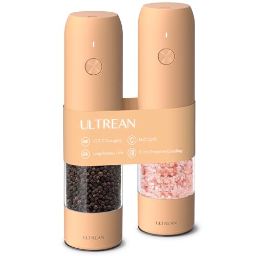 Ultrean Electric Pepper Grinder, Rechargeable Salt and Pepper Grinder with 6 Adjustable Coarseness,...
