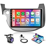 4 Core+64G Android 15 Car Stereo for Honda Fit 2008-2013 with Wireless Carplay Android Auto, 10.1 Inch Touch Screen Radio Support GPS/ 5G WiFi/Bluetooth/SWC+Backup Camera
