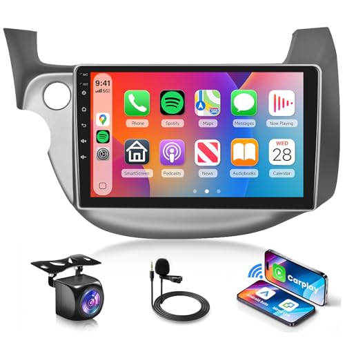 4 Core+64G Android 15 Car Stereo for Honda Fit 2008-2013 with Wireless Carplay Android Auto, 10.1 Inch Touch Screen Radio Support GPS/ 5G WiFi/Bluetooth/SWC+Backup Camera