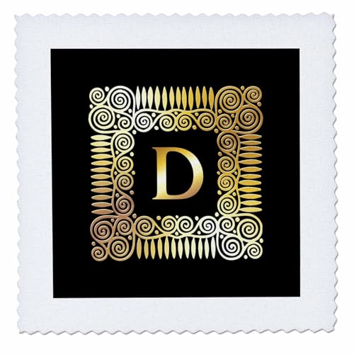 10x10 inch Quilt Square - Letter D- Image of Spirals Forming a Square- not Metal foil Monograms- Spirals- Letter D
