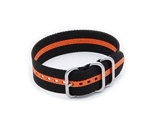 HELM Watches NS1 Nylon Watch Strap - Black/Orange (20mm)