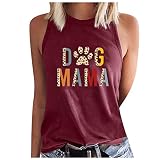Dog Mom Shirt Funny Mother's Day T Shirts Cute Paw Graphic Halter Baseball Softball Vest Mama Letter