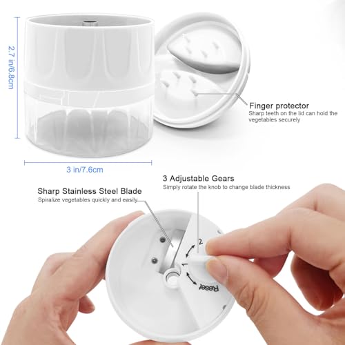 SUREWIN Vegetable Spiralizer 3 in 1 Spiralizer for Veggie Noodles Adjustable Zucchini Noodle Maker Vegetable Chopper for Cucumber, Zucchini, Carrot- White