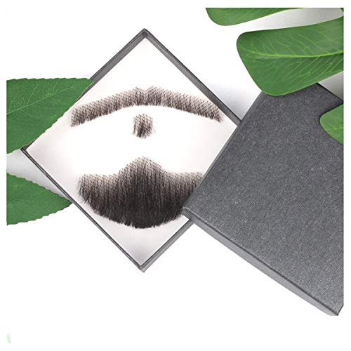 Linyuex Apoyos Beard Barbas Falso cordón de la Barba for los Hombres de Cosplay del cordón de SalonChat100 Invisible% Hecho a Mano del Pelo del Bigote (Color : MHZ04, Stretched Length : 10CM)