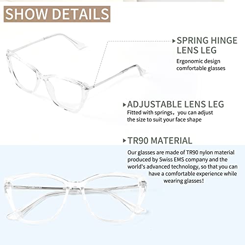 Image of Blue Light Blocking Glasses Cat Eye Stylish Computer Eyeglasses UV Ray Filter Women AB3304 (Clear)