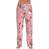 WENKOMG1 Mens Sleep Pant - Soft Lightweight Lounge Sleepwear with Pockets Silk Pajamas Bottoms for Men Trousers Man Fashion Clothing Pantalones De Pijama Hombres (XL - Purple Pink)