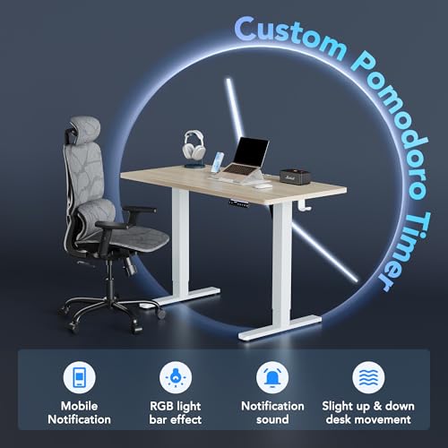 HUANUO AI-Powered Electric Standing Desk with Smart APP, Compatible with Alexa & Google, Adjustable Height, 6 Memory Settings, Sedentary Reminder, Ergonomic Sit-Stand Desk, 48-inch, Light Walnut - Image 5