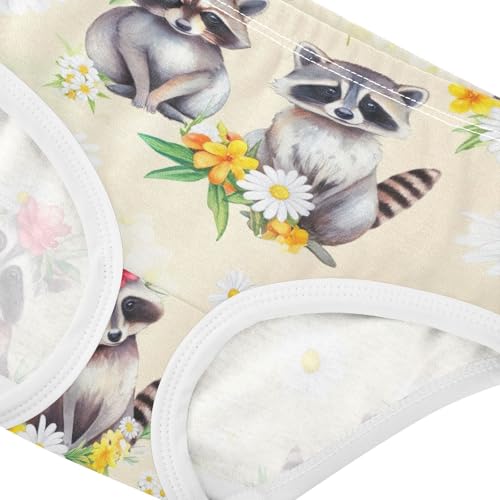 Joisal Cute Raccoons White Daisies Beige Toddler Girls Underwear 2t Cotton Cute Panties Girl Funny Briefs Underpants4