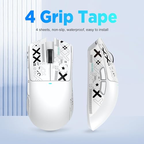 Image of ATTACK SHARK Mouse Anti-Slip Grip Tape for Superlight Wireless Gaming Mice,Universal Fit, Sweat-Resistant, Elastic Side Grips, Effortless Application, Ultra-Thin Design (0.5mm /0.02in)- White
