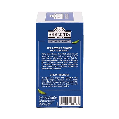 Ahmad Tea - Earl Grey ohne Koffein - Koffeinfreier Schwarztee mit Bergamotte - Einzeln Verpackte, Aromaversiegelte Teebeutel mit 2g Tee pro Portion - 20 Teebeutel mit Band