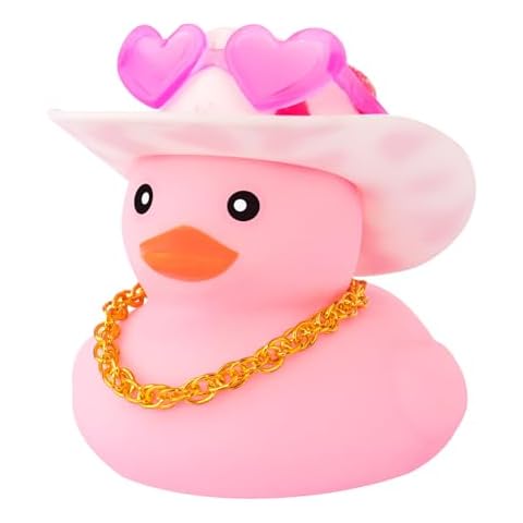 wonuu Pink Rubber Duck with Heart-Shaped Sunglasses Car Ducks Small Duckies with Cowboy Hat, Dot-Pink Dot Cover