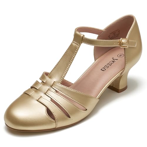 YESSA 1920s Shoes for Women,T-Strap Character Shoes,2