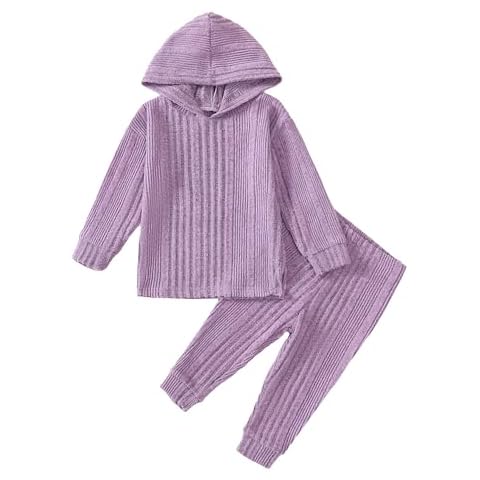 DEFAHN Toddler Girl Fall Clothes Set with Hat Warm Soft 2-piece Long Sleeve Ribbed Knit Tee & Leggings6T Cover