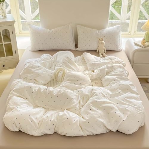 Image of Nayoroom Polka Dot Duvet Cover Twin Girls Black and White Bedding Set
