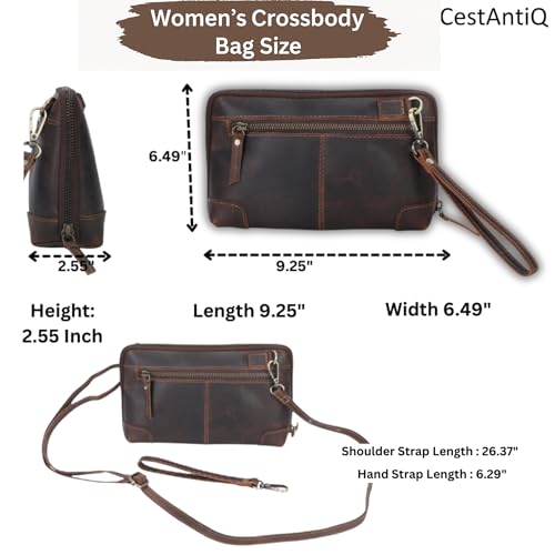 Women's Leather Crossbody Purse – Small Shoulder Bag with Triple Zipper, Adjustable Wide Strap, Cell Phone & Card Holder – Stylish Travel Handbag for Women, Brown3