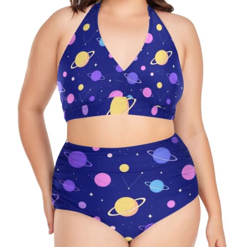 Tenues de bain courbes femme grande taille élastique motif galaxie