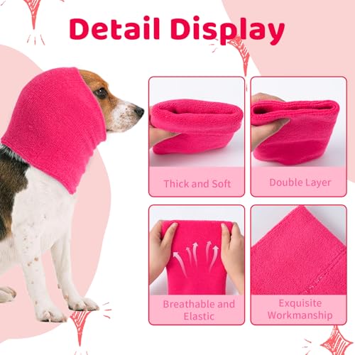 Ohrenschützer für Hunde Lärmschutz,Anti-lärm Ohrenschutz Hund, Pet Earflap Head Wrap,Haustier Schallschutzhaube (Rose Rot, L)
