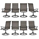 DWVO 8 Set Outdoor Dining Chairs, Heavy Duty Swivel Patio Chairs w/Max Bearing 352lbs & Breathable High Back, All Weather Outdoor Swivel Chairs for Backyard Deck Garden, Brown