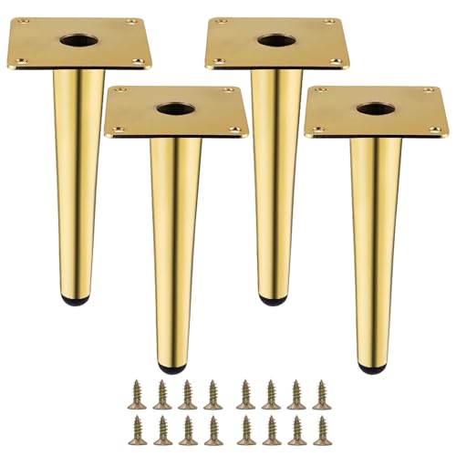 SWTOOL Gold Metal Furniture Legs Heavy Duty Straight Furniture Feet DIY Modern Replacement Legs for Cabinet Sofa Couch Chair-Set of 4 (Gold 8)