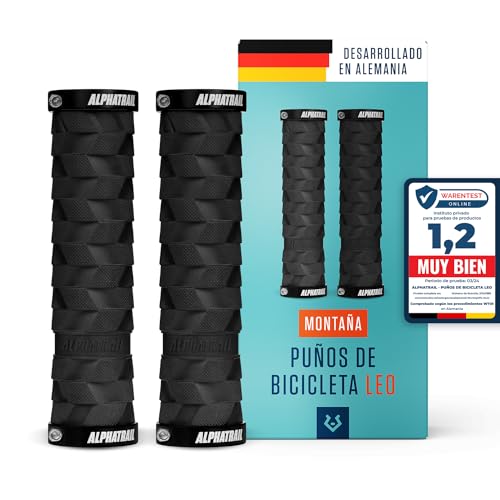 Alphatrail Puños MTB Leo I Amortiguación optimizada para senderos de MTB difíciles I Fuerte Montaje de Double Lock-On para el Manillar de Ø 22mm I duraderos un Compuesto y Caucho ecológico