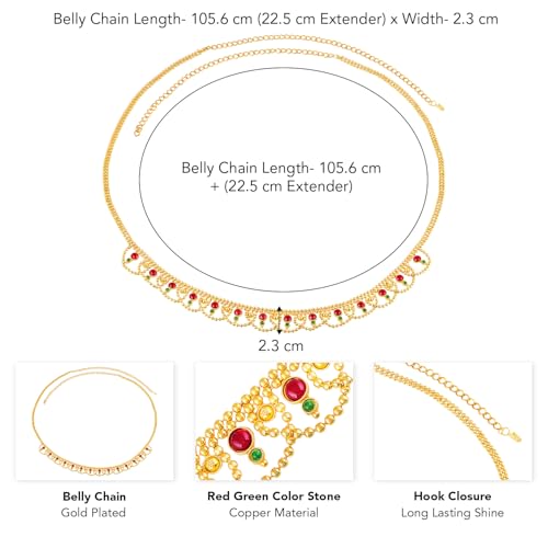 Image of Peora Gold Plated Bridal Jewellery Set with Kamarband Gift for Women Indian Traditional Ethnic Wedding