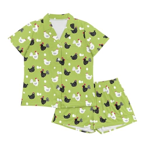 Image of Women's Short Sleeve Sleepwear Pajamas Nightwear with Pockets | skin-friendly breathable material resists pilling fading and deformation after repeated washing