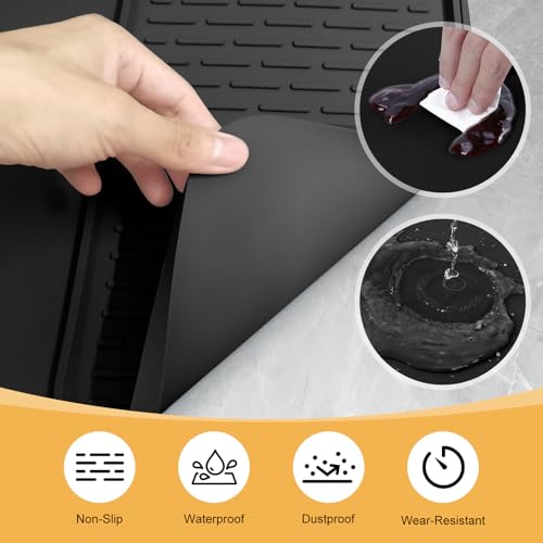 Silikon Unterlage Kaffeemaschine,2-in-1 Kaffeematte 61 x 41 cm,hitzebeständige rutschfeste Trockenmatte Unterlage für Kaffeemaschine, Kaffeevollautomat & Espressomaschine,mit abnehmbarer Abtropfmatte