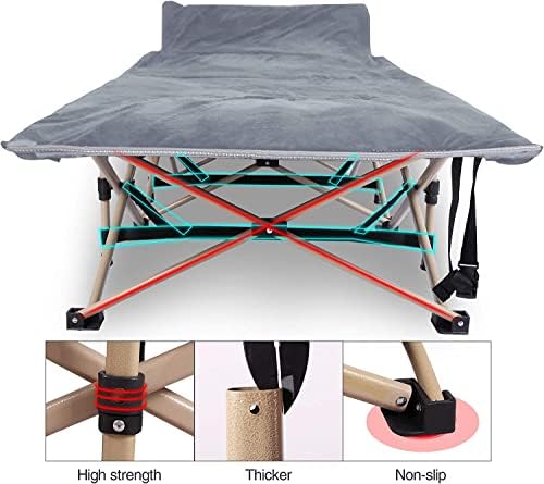 REDCAMP Folding Camping Cots for Adults with Mattress Pad, Comfortable and Soft for Outdoor Indoor Office Sleeping, Portable Heavy Duty Cots 500 Pounds, Grey 7 41GYEcJAVJL. AC