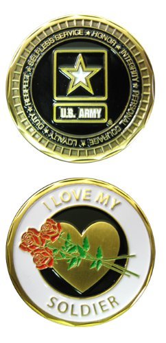 United States Military US Armed Forces Army Star Logo "I Love My Soldier" - Good Luck Double Sided Collectible Challenge Pewter Coin