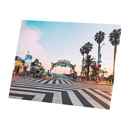 Toile imprimée Santa Monica Los Angeles déco murale palmiers Californie 80x60