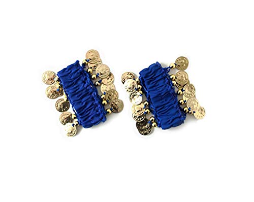 Shangrui Joyas para mujer con brazalete para danza del vientre Pulseras de cadena de múltiples colores con monedas de color dorado