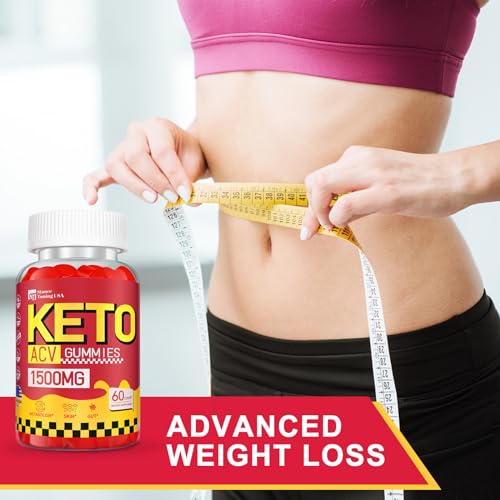 Keto ACV Gummies - 1500MG ACV Keto Gummies for Women Men - Apple Cider Vinegar with Mother for Gut Digestion - Vegan & Non-GMO Keto Gummies, Made in USA