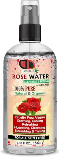 DD TECK 100ml Spray | Pure Natural Organic Rose Water Face Astringents, Beauty, Skin, Face Tonner Restores Skin Ph Balance, Suitable for All Skin Types 100% Vegan (100ml Spray)