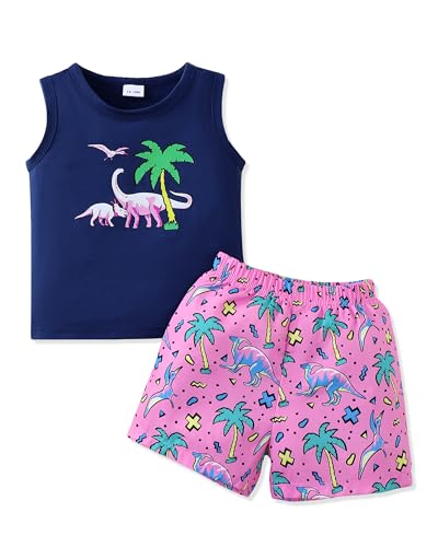 Image of NZRVAWS Toddler Baby Boy Summer Clothes 2Pcs Shorts Set Sleeveless Tank Tops Hawaiian T-Shirt Cute Boys Clothing Set