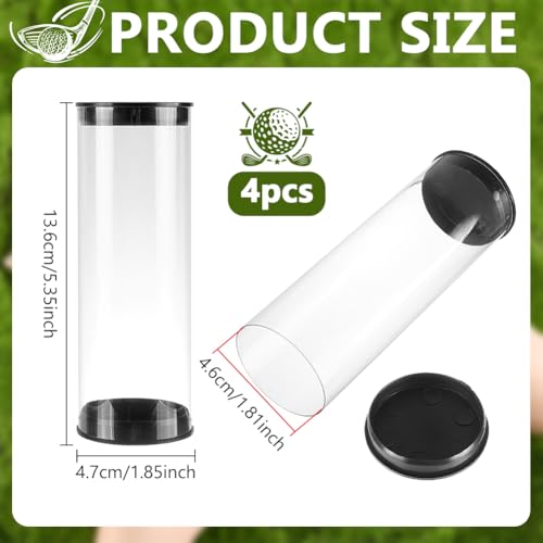 FINGERINSPIRE 4 Stück Durchsichtige Golfball Aufbewahrungsröhre Mit Sicherem Deckel Tragbarer Golfballhalter Mit 46mm Innendurchmesser Für Zuhause Präsentation Und Organisation von Bällen Für Vereine