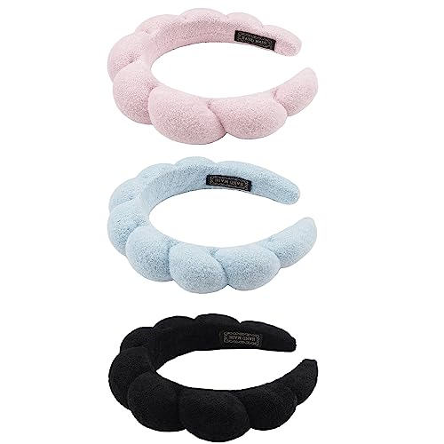 Ayesha Spa Headband for Women Sponge Headband for Washing Face Clouds Soft Hairband Makeup Headbands for Women Girls Shower Makeup Skincare (pink,blue,black)