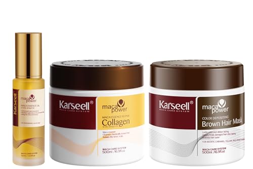 Karseell Brown Hair Color Depositing Mask Collagen Hair Treatment Deep Repair Conditioning