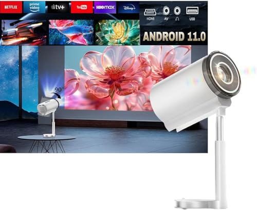KEPEAK Mini Beamer 4k, Einziehbarer Mini Projector für Heimkino, 1080P Wi-Fi 6 Bluetooth, Automatische Trapezkorrektur, Smarter Konferenz Projektor, unterstützt HDMI, Laptops und Android-Geräte