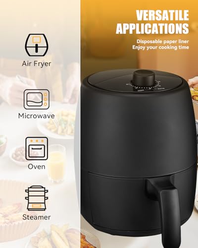 130PCs Airfryer Paper Liners for Bella 2QT Manual Air Fryer, Non Stick Disposable Airfryer Round Parchment-Paper Small Liner, Food Grade Air-Fryer Accessories Free of Bleach