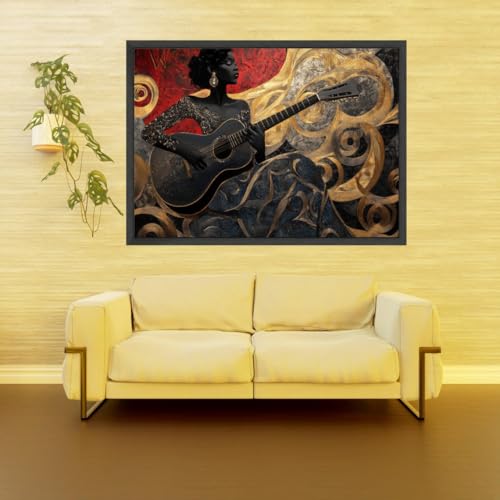 Tableau jazz sur toile XINBAO pour habiller un grand mur vide sans cadre encombrant 80x120cm