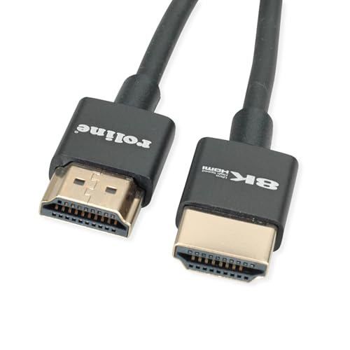 ROLINE Câble HDMI Ultra HD 8K avec Ethernet, Slim, St/St, Noir, 1,5 m