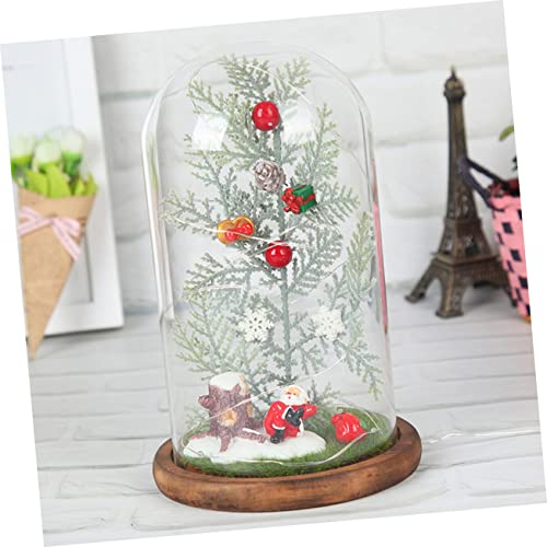 Lampe plante LED sous dôme en verre vert déco de table - 3