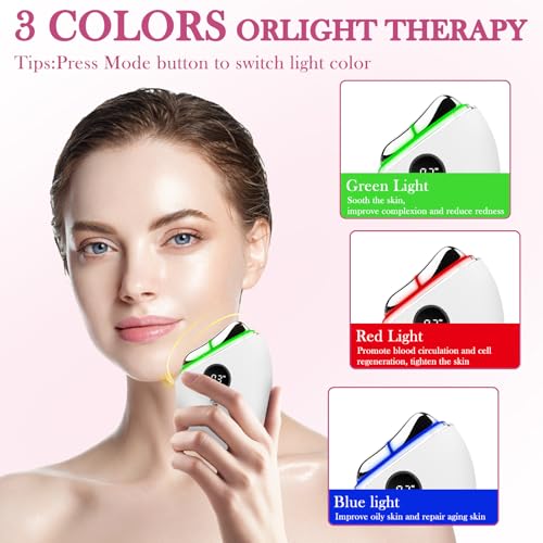 EMS Gua Sha, Gesichtsmassagegerät mit Smart 3 Modi, Gua Sha Elektrisch mit Vibration & Wärme, mit Rotlicht, Blau, Grün, EMS Gerät Gesicht, EMS Gerät Gesicht für Gesichtsstraffung