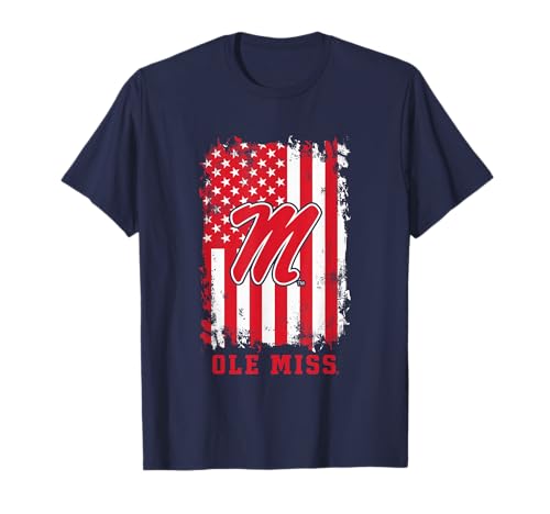 Mississippi Ole Miss Rebels Patriotic Retro American Flag T-Shirt