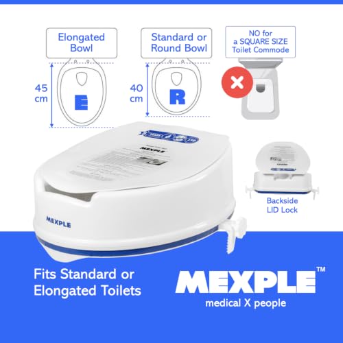 Image of MEXPLE RaiXer6 Raised Toilet Seat Raiser Elevator (6 Inch) (5 Years Warranty) | Plastic Commode Seat Extension | Tool Free Installation | For Handicap, Knee Patients, Old Senior Citizen - White